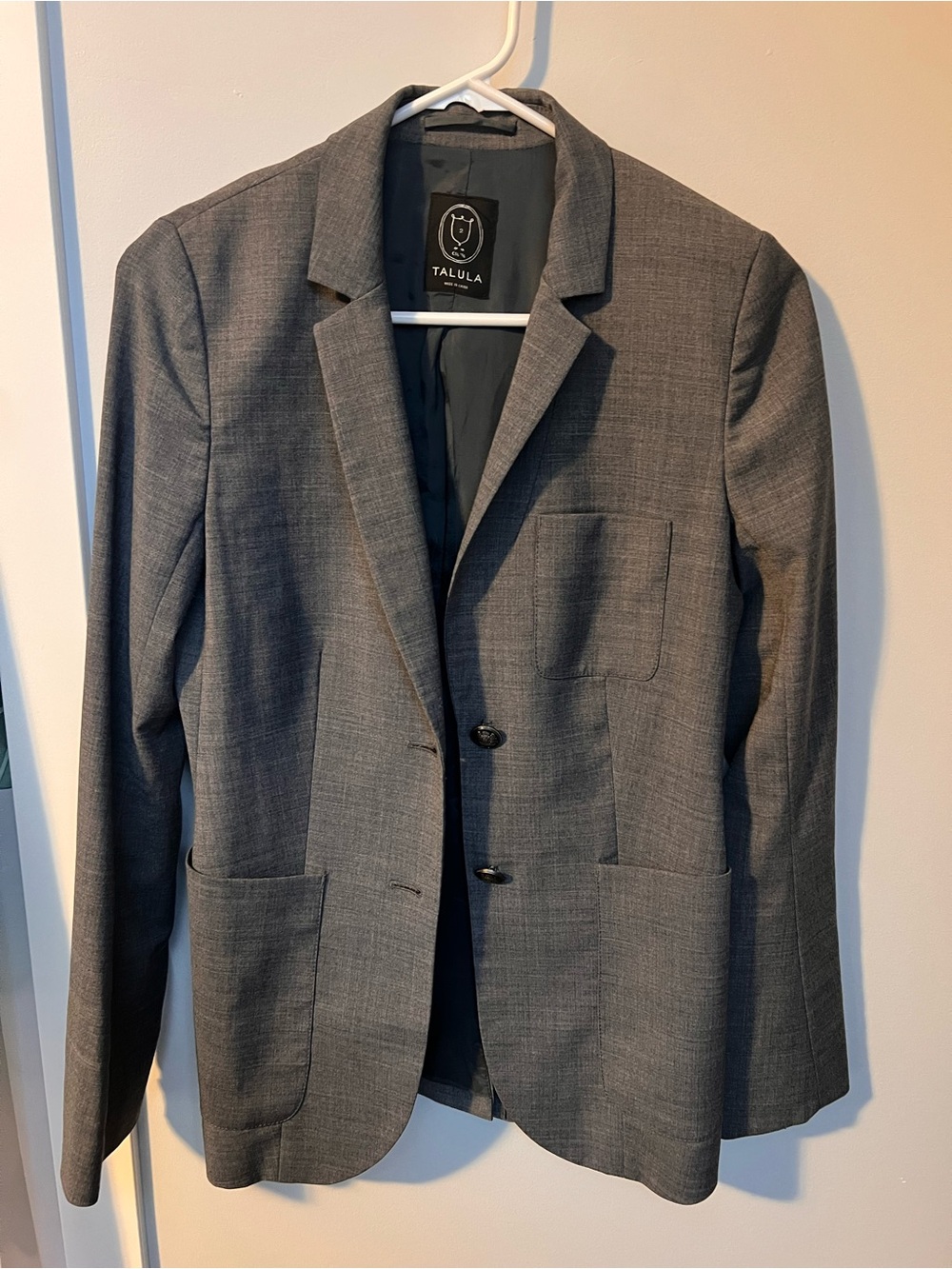 Talula Gray Two-Button Blazer with Patch Pockets